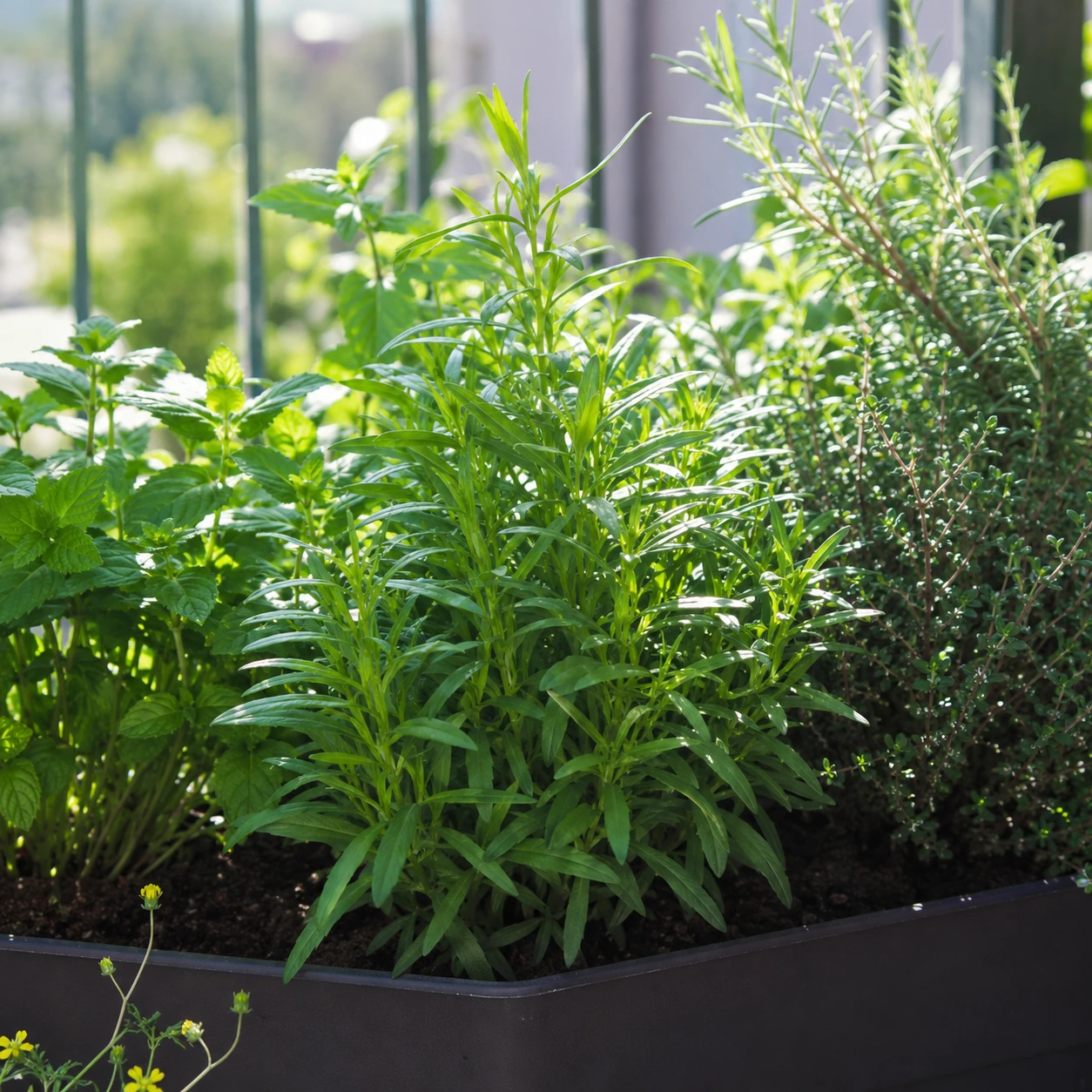 Albahaca hoja fina en uso ornamental