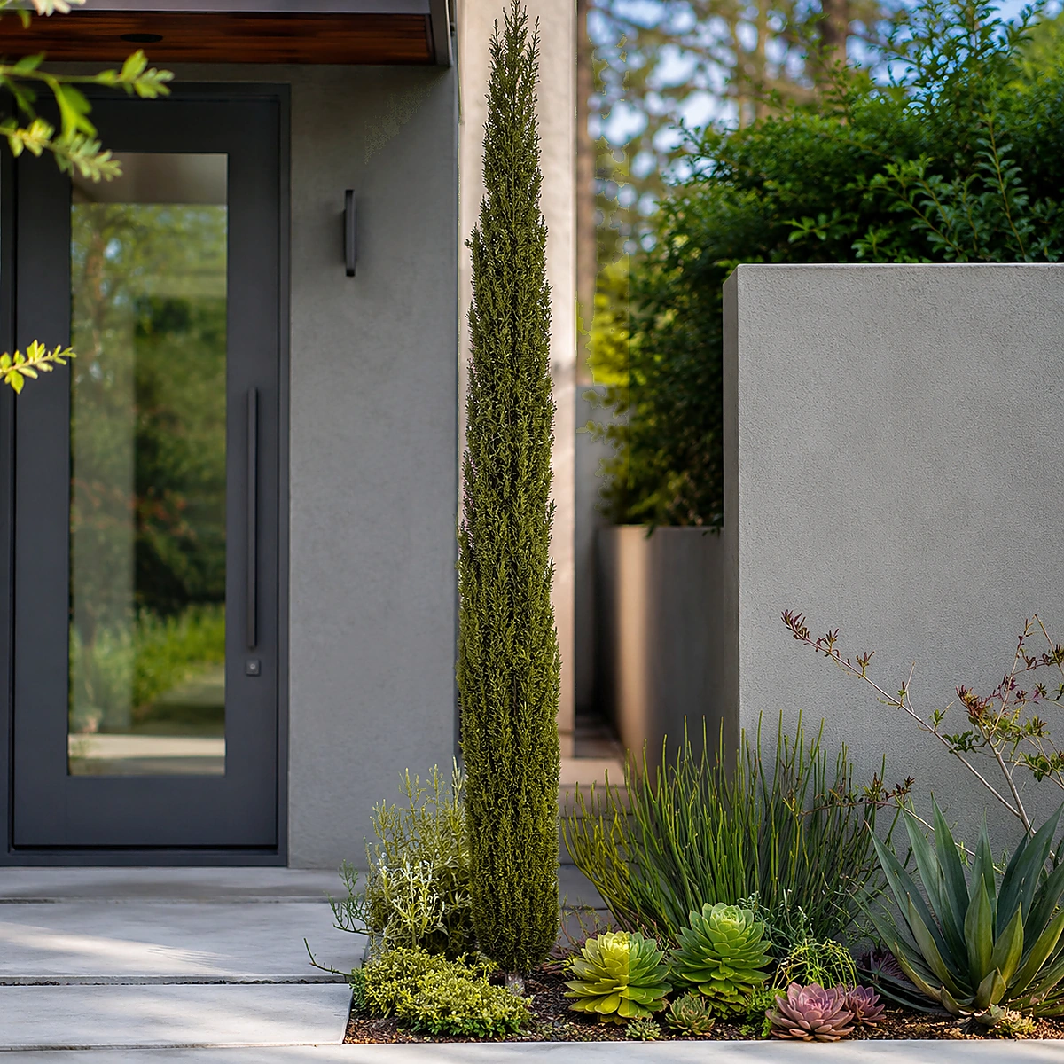 Ciprés Goldcrest utilizado en jardín
