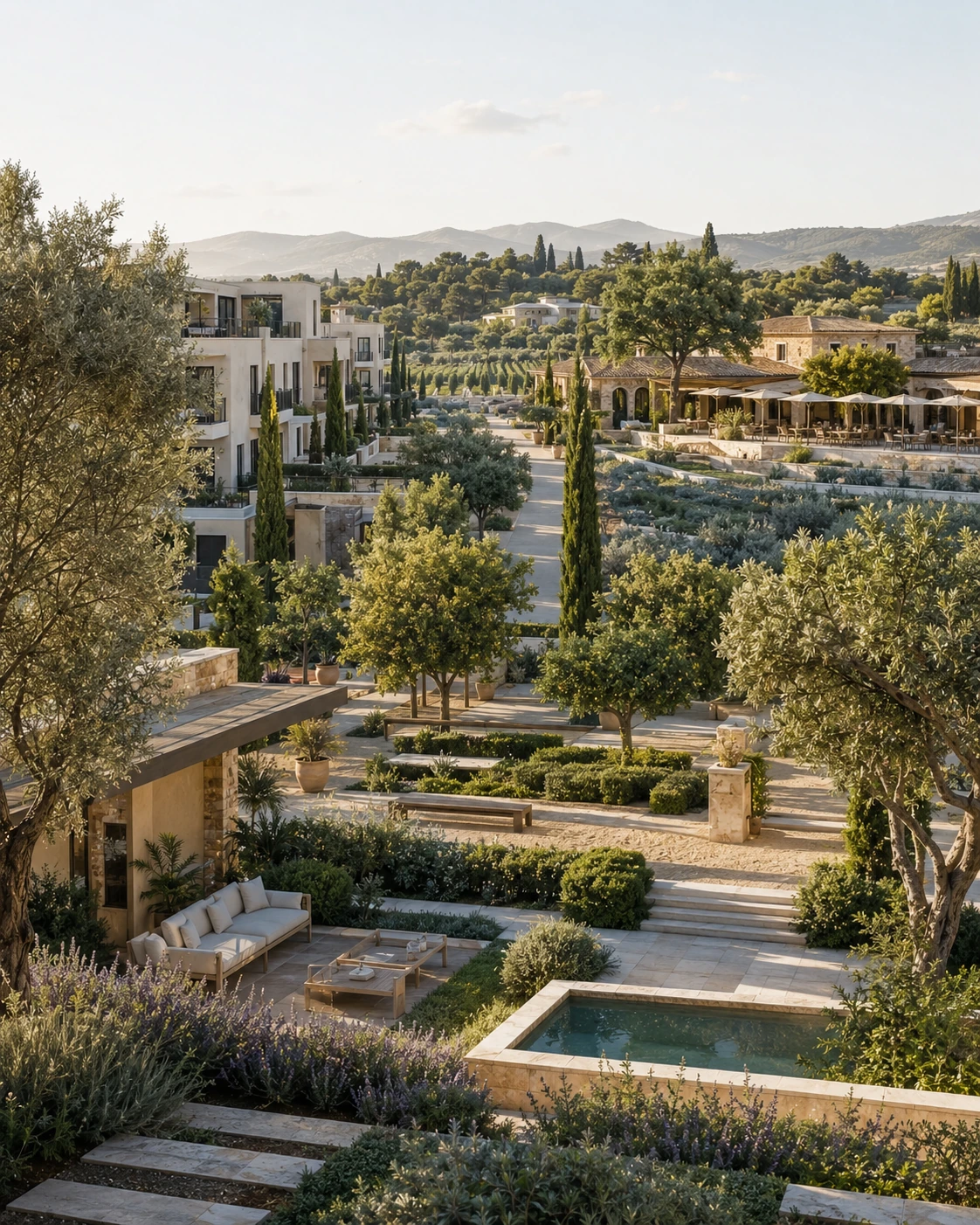 Jardín mediterráneo diseñado para integrarse con el entorno