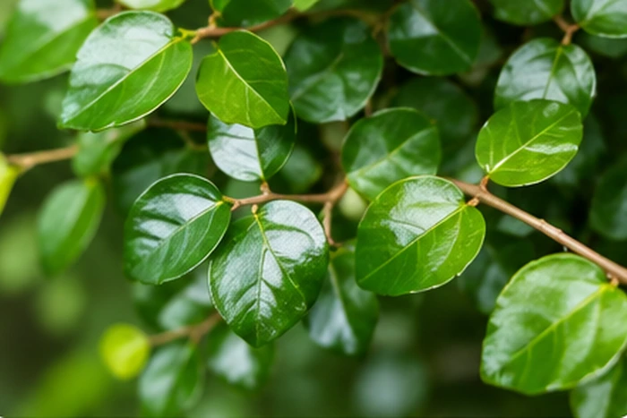 Detalle del follaje pequeño y denso de Ficus repens