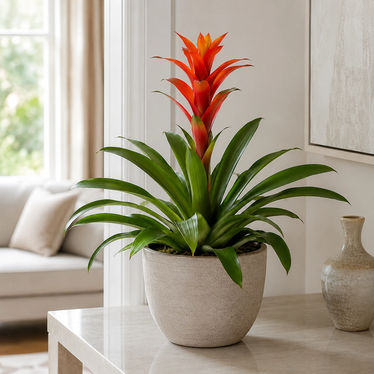 Guzmania utilizada en su ubicación recomendada
