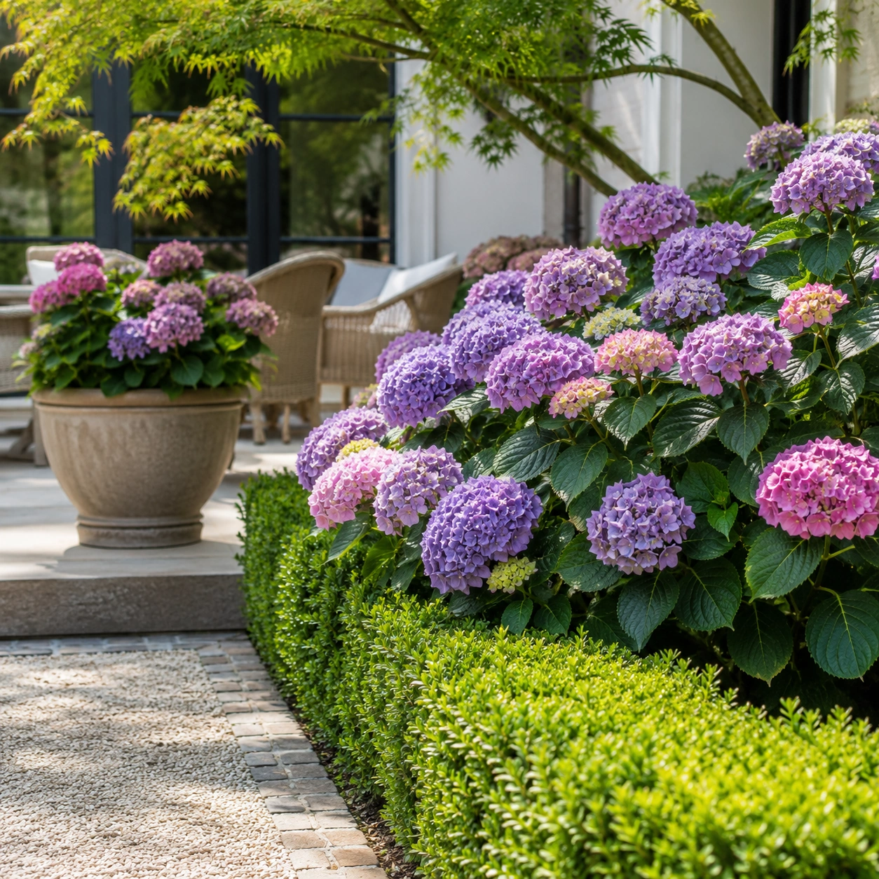 Hortensia utilizada en su ubicación recomendada