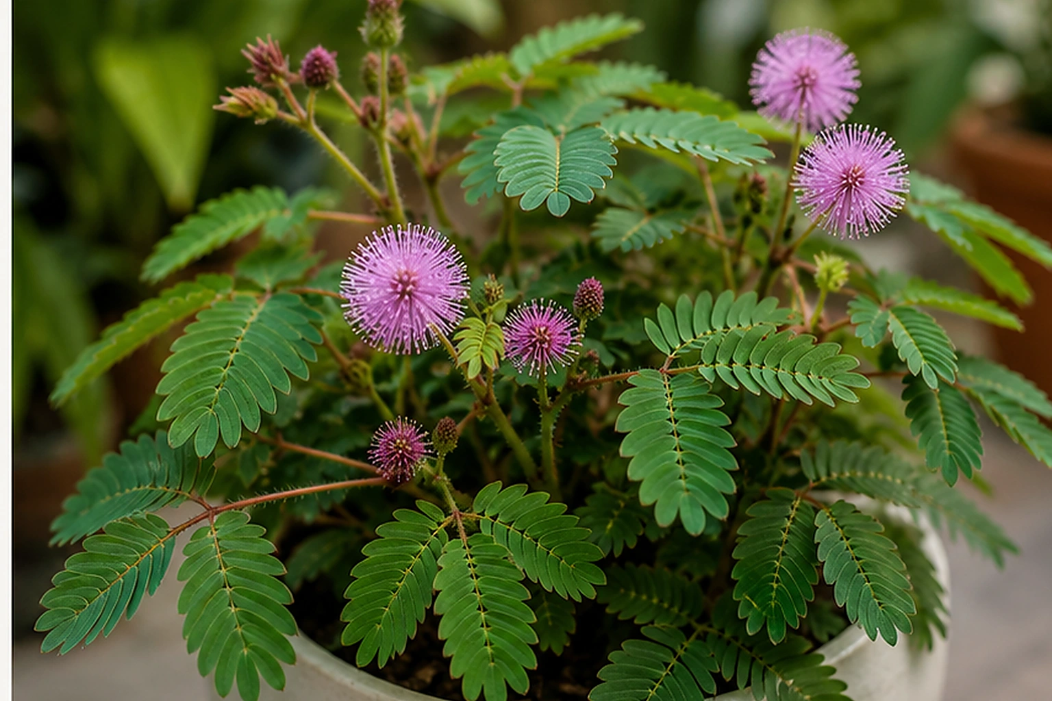 Vista general de Mimosa pudica