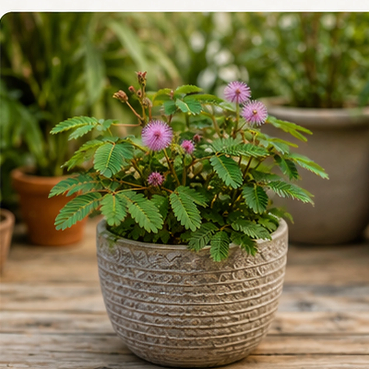 Mimosa pudica utilizada en su ubicación recomendada