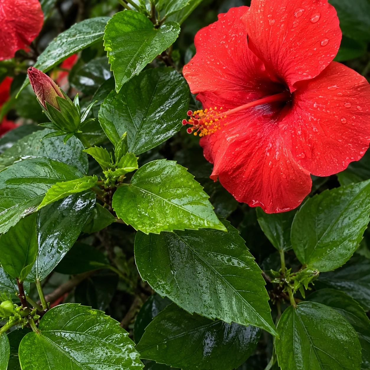 Detalle de follaje de Pacífico (Hibiscus)
