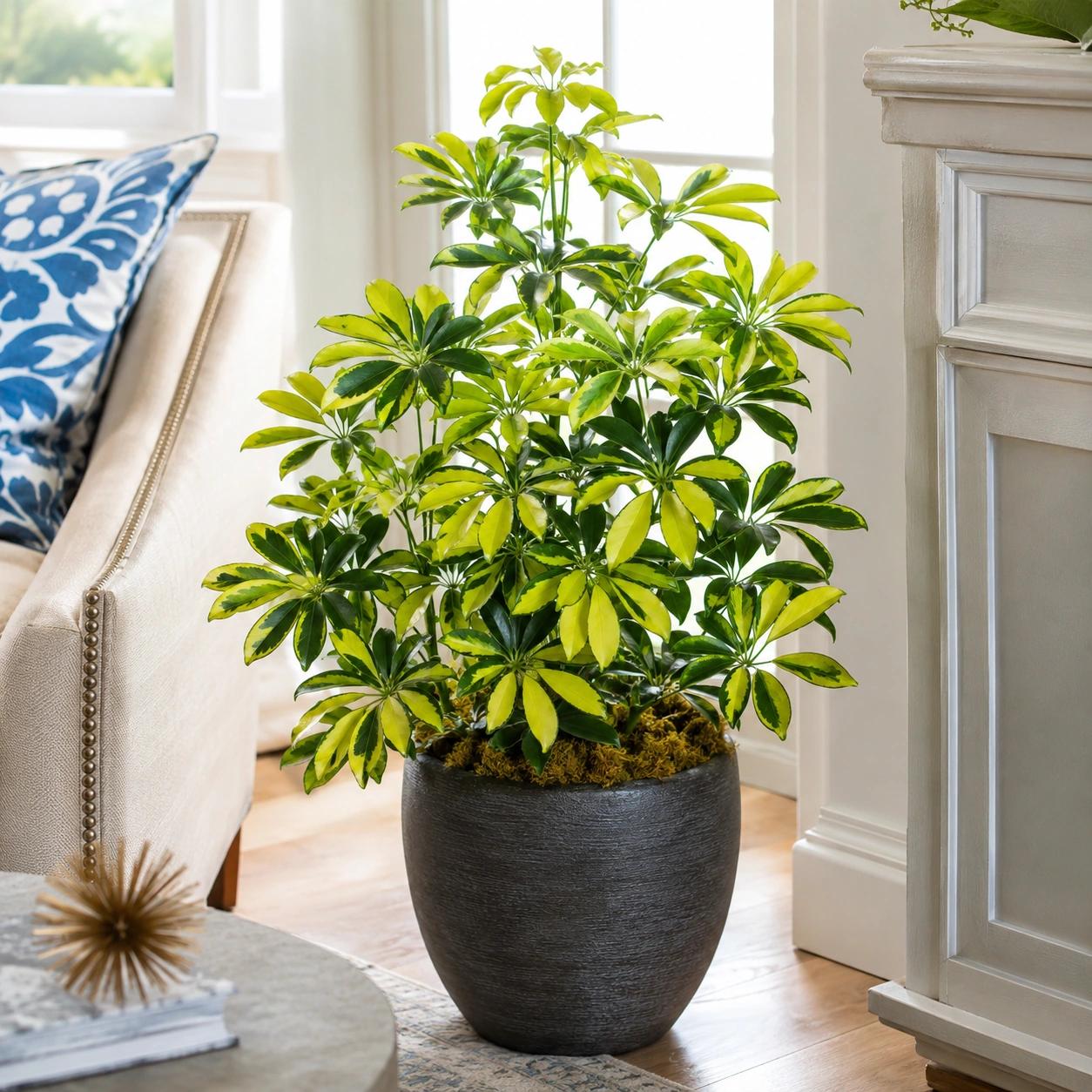 Schefflera Gold Capella utilizada en su ubicación recomendada