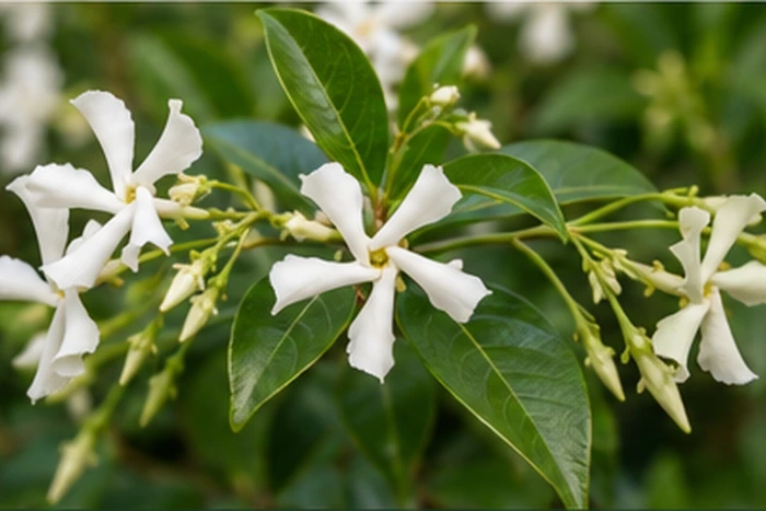 Detalle de la floración de Trachelospermum jasminoides