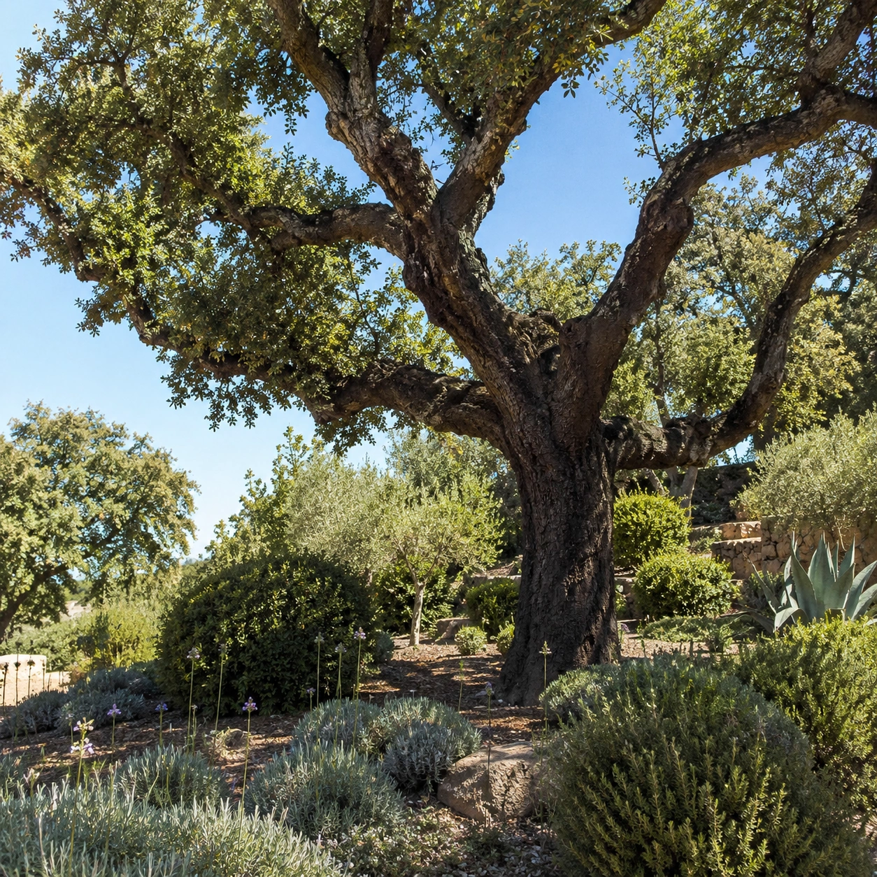 Alcornoque utilizado como árbol ornamental