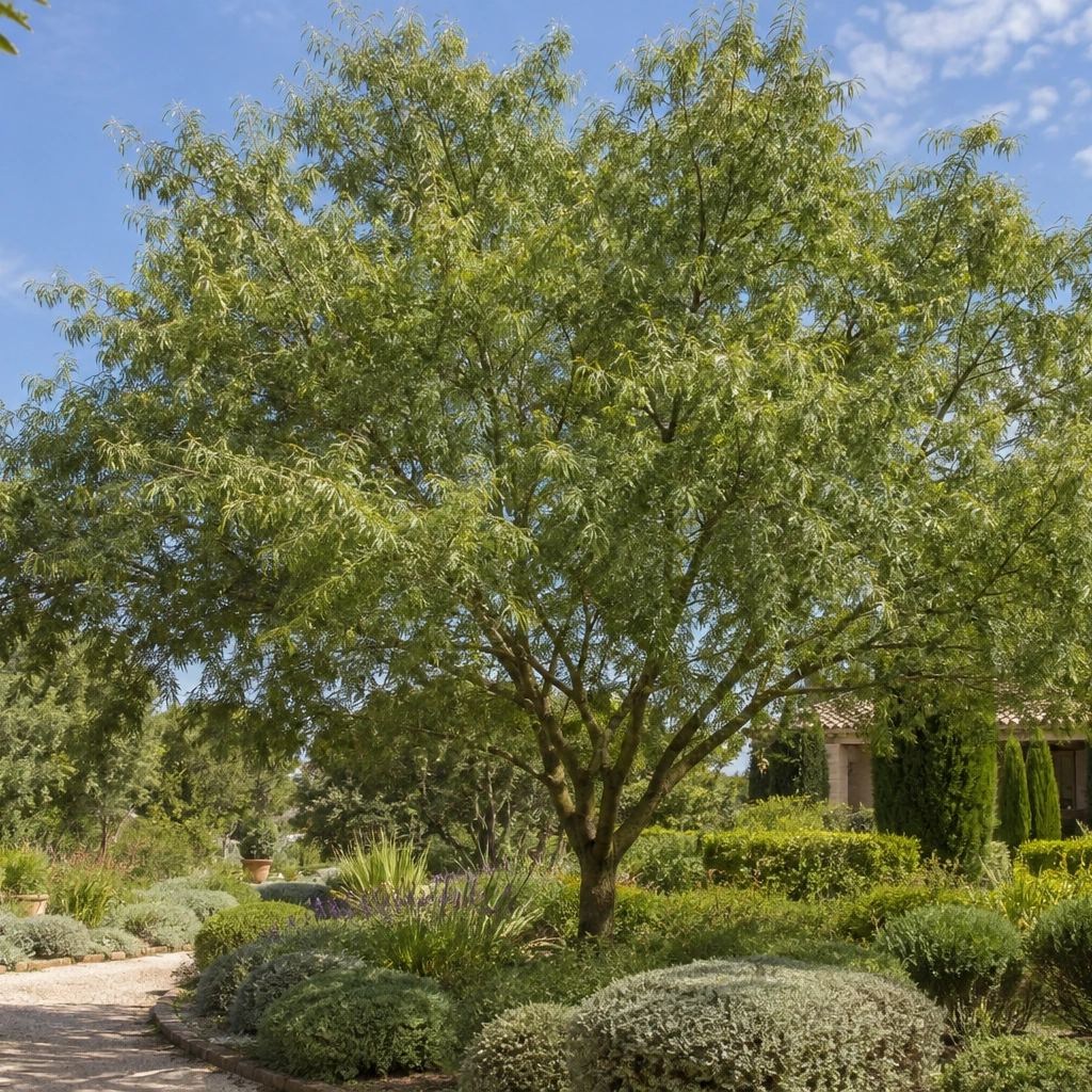 Fresno de hoja estrecha utilizado en jardín