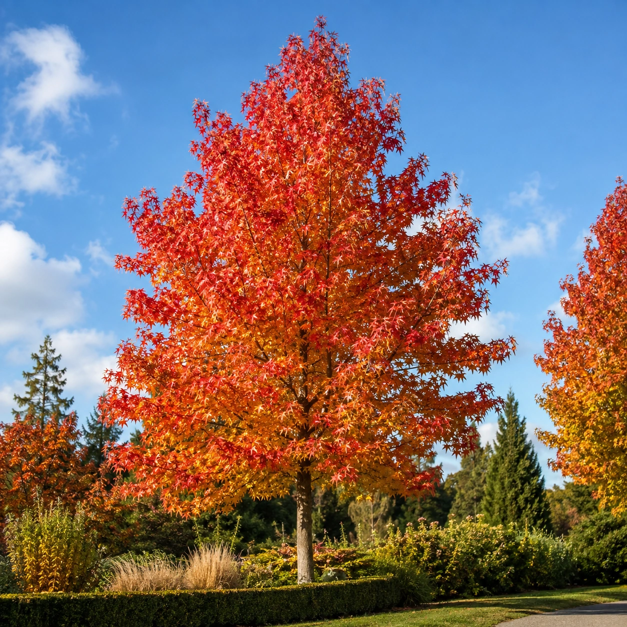 Liquidámbar utilizado como árbol ornamental de gran porte
